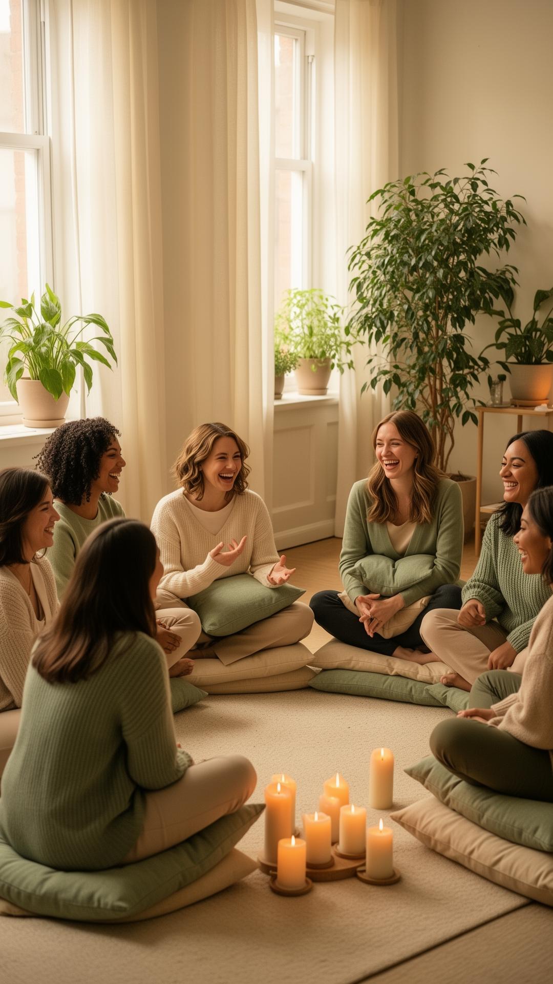 Mothers gathered in a community circle